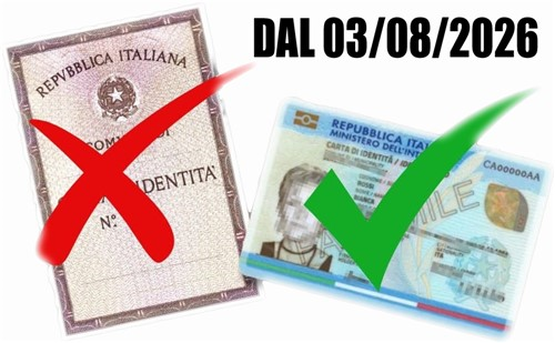 AVVISO
scadenza carte d'identità cartacee a partire dal 03 agosto 2026